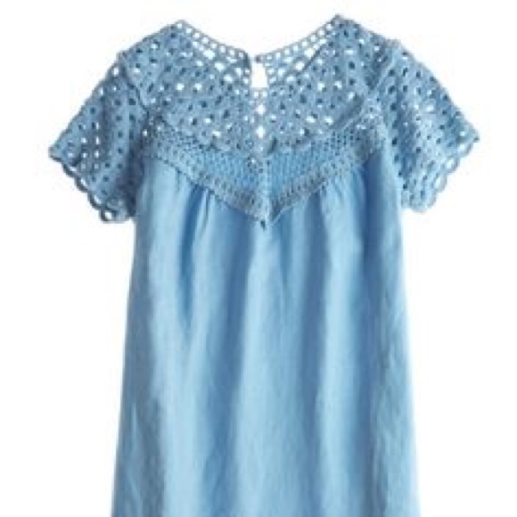 Calypso St Barth linen shift crochet yoke dress S - Picture 5 of 6